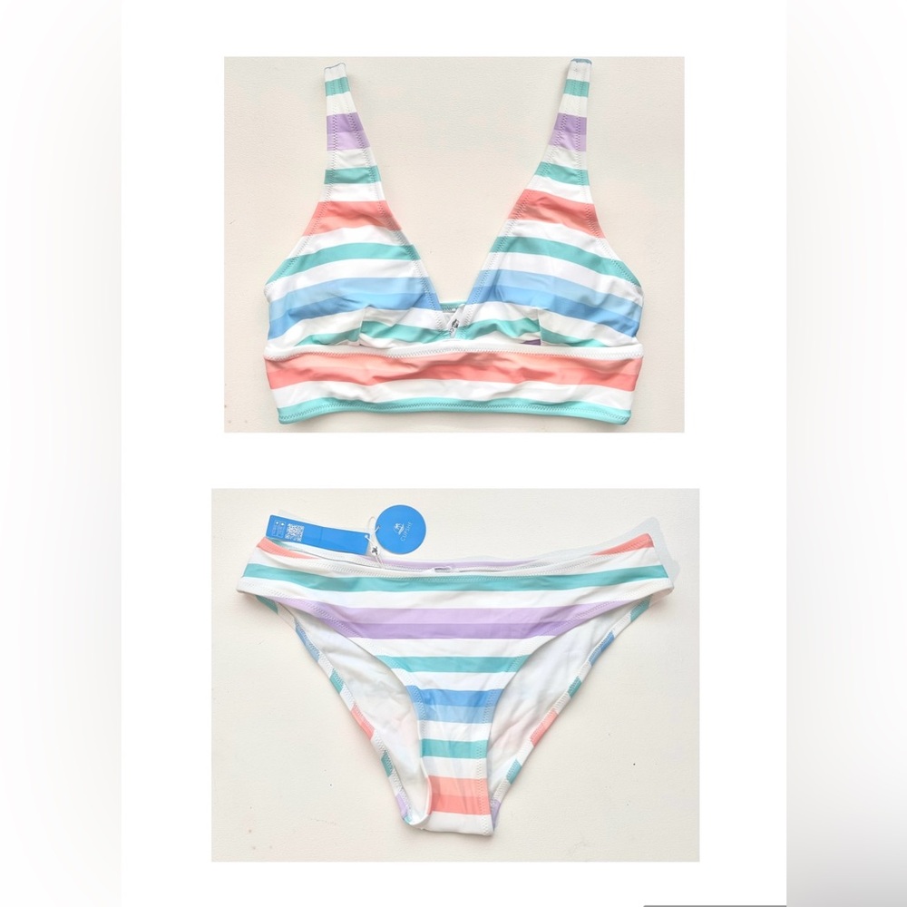 NEW* CUPSHE pastel striped bikini set (top + bottom)